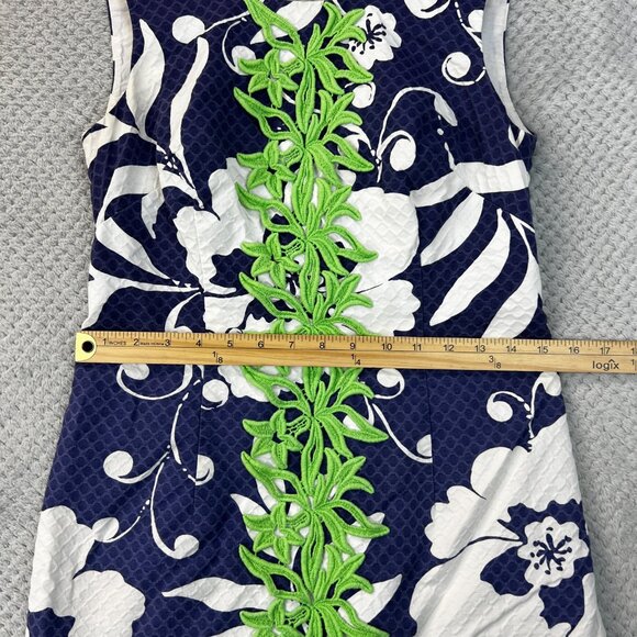 Lilly Pulitzer Blue Johnny B Green Appliqué Front Delia Shift Dress  Sz 0 XS - Picture 7 of 15